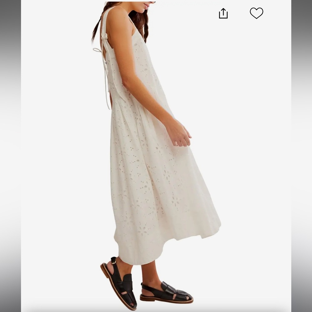 FREE PEOPLE Primavera Eyelet Midi Dress in White, size XS NEW - Picture 9 of 13